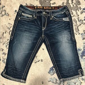 Rock Revival Denim Shorts - Dark Blue